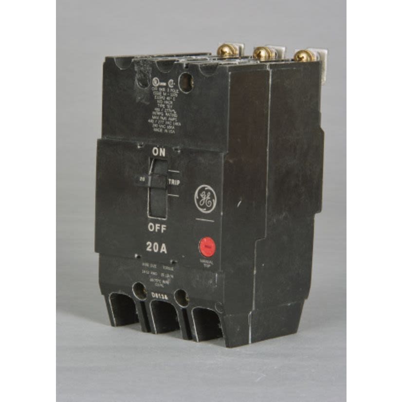 GE Q-Line® TEY3100 Lighting Panel Circuit Breaker, 277/480 VAC, 100 A, 14 kA Interrupt, 3 Poles, LI/Non-Interchangeable Trip